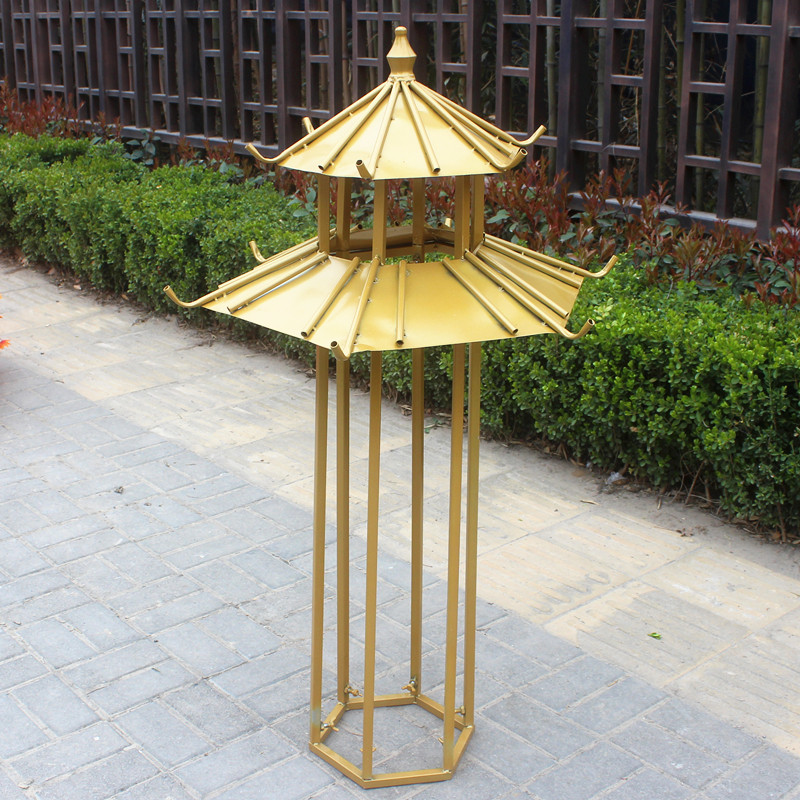 新款婚庆布置装饰铁艺凉亭路引复古中式婚礼现场舞台迎宾摆件道具