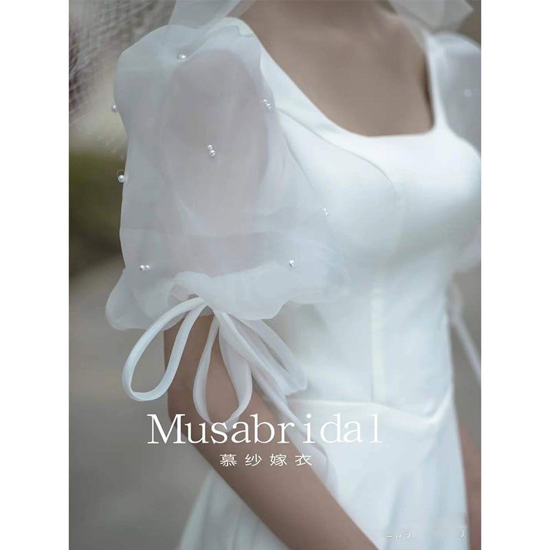 大码轻婚纱2024新款胖MM新娘200斤缎面旅拍出门纱登记领证小拖尾,女装/女士精品,婚纱,淘宝优惠券,粉丝福利购,淘宝优惠卷