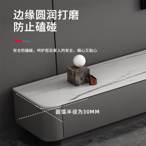 电视柜茶几落地式一字式家用客厅大小户型简约奶油U加厚岩板电视
