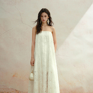 Marc Moore网纱蕾丝大裙摆抹胸连衣裙2026春夏新款