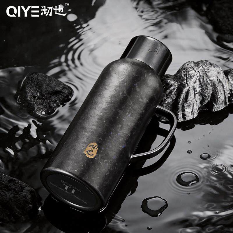 【纯钛传世壶】QIYE沏也纯钛机械温显杯大容量登山壶纯钛焖茶壶