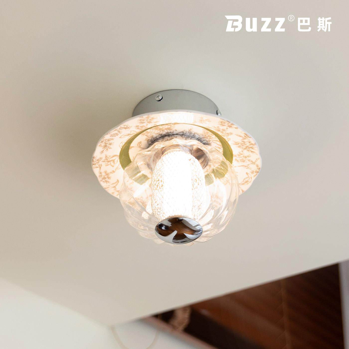 巴斯玄关吸顶灯法式氛围高级感陶瓷过道灯中古入户2026新款走廊灯
