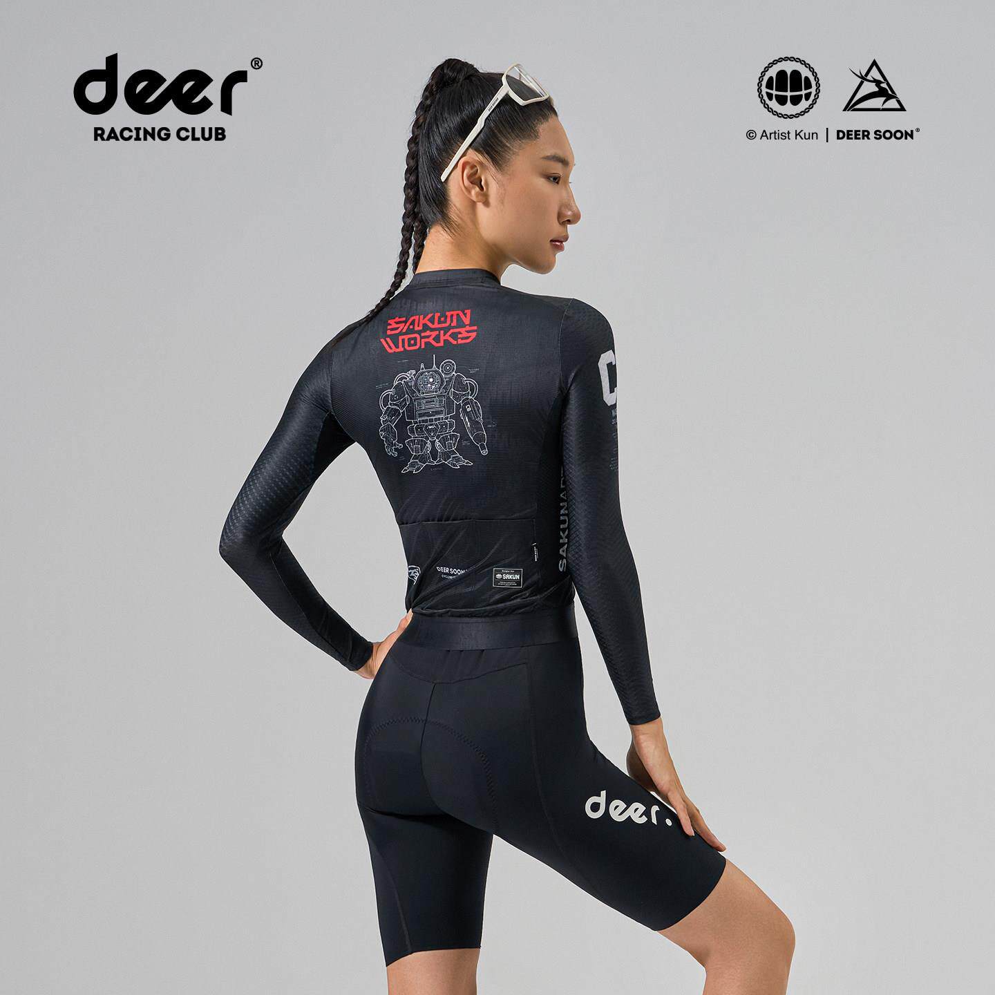 deer小鹿×Sakun联名骑行服公路车女夏长袖自行车服上衣速干短袖
