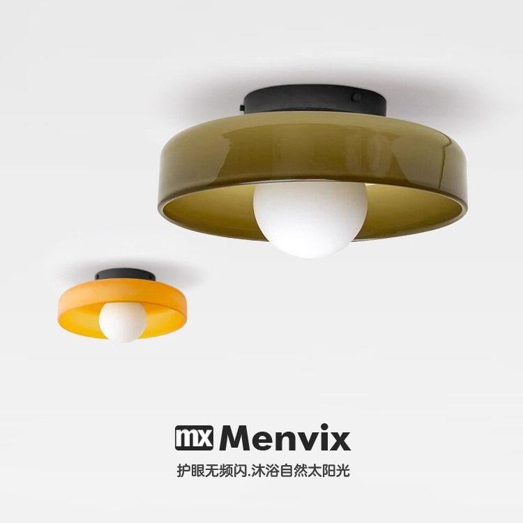 孟菲斯创意吸顶灯中古极简设计师卧室书房玻璃灯玄关阳台走廊壁灯
