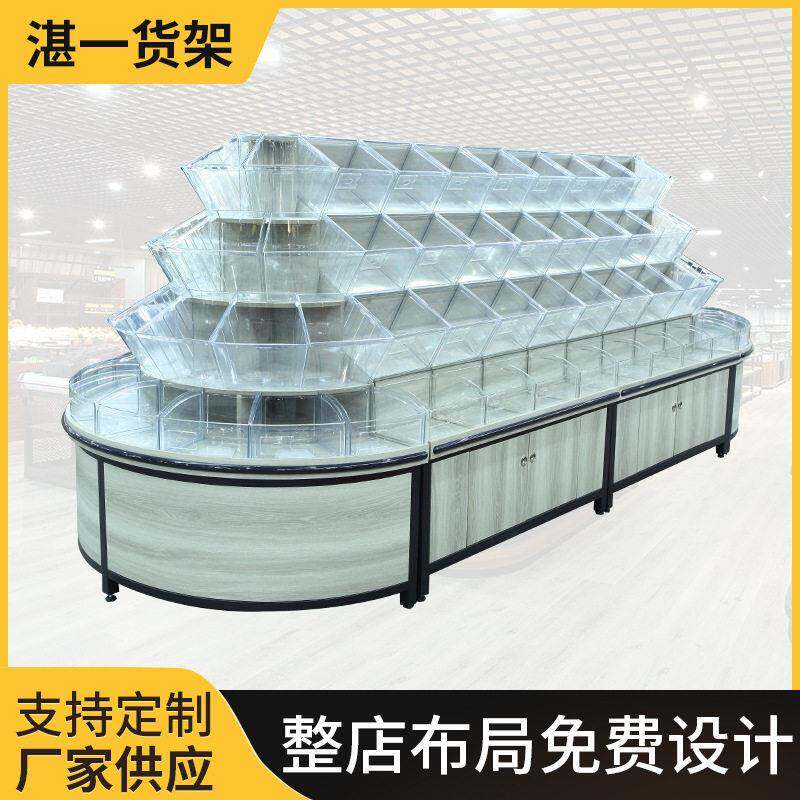 超市散货柜 木质干果柜 钢木糖果柜 散称食品货架 散称柜台促销