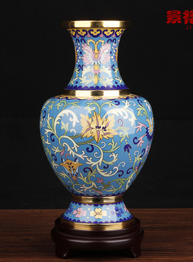 10寸景泰蓝花瓶摆件铜胎掐丝家居客厅装饰品外事出国老外结婚礼品