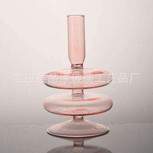 玻璃烛台 蜡烛器皿摆件家居样板房餐厅装饰摆设创意透明玻璃烛台