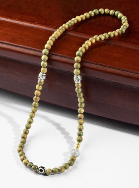 小叶紫檀木质多圈复古手串新中式国潮绿檀串珠手链天珠灰月光手饰