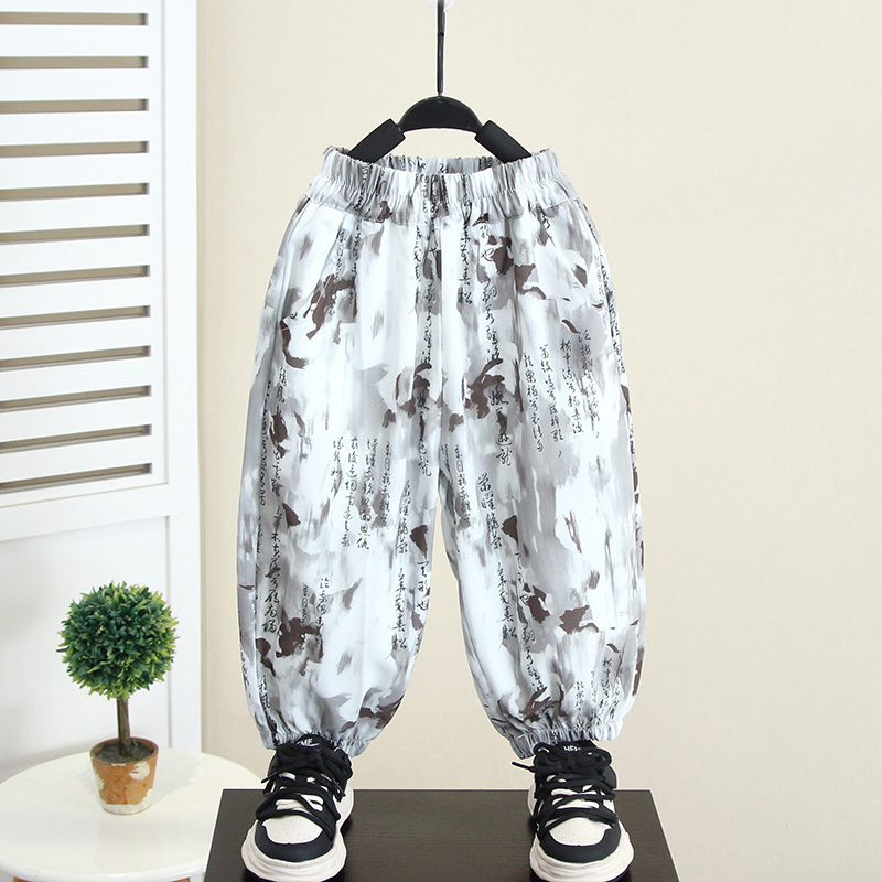 防蚊裤男童夏季薄款国风裤子2024新款宝宝夏装休闲裤儿童炸街长裤