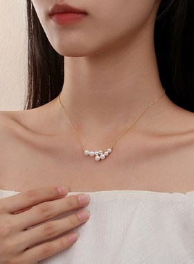 法式高级感合成珍珠纯银项链女925银不规则小众设计感甜美项饰