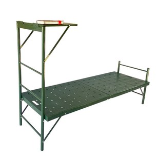 野营户外午休吹塑床680型露营两折床便携式单人钢塑折叠床