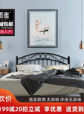 经典美式铁艺床双人现代铁床民宿阁楼卧室1.5小户复古1.8米铁架床