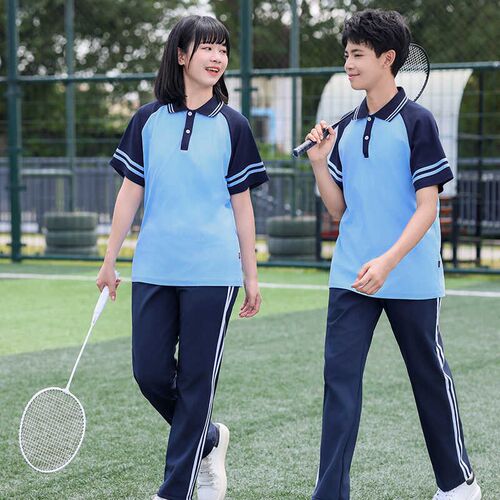 夏季初中学生班服学院风运动高中生校服套装小学生短袖T恤两件套