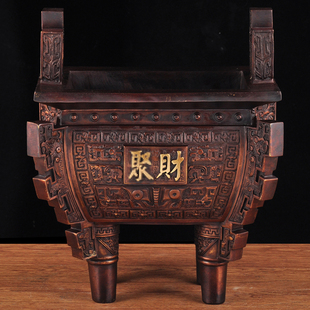 铜鼎摆件紫铜色鼎盛千秋诚信司母戊方鼎公司办公室装饰品商务礼品