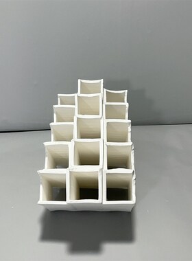 极简轻奢白色陶瓷倾斜方管花插创意花瓶饰品样板房售楼处客厅摆件