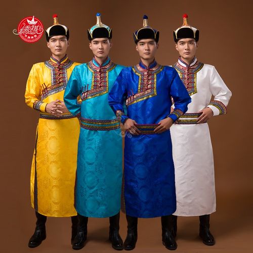 蒙古服装男士蒙古袍少数民族舞台表演出服长款手工传统蒙族生活装