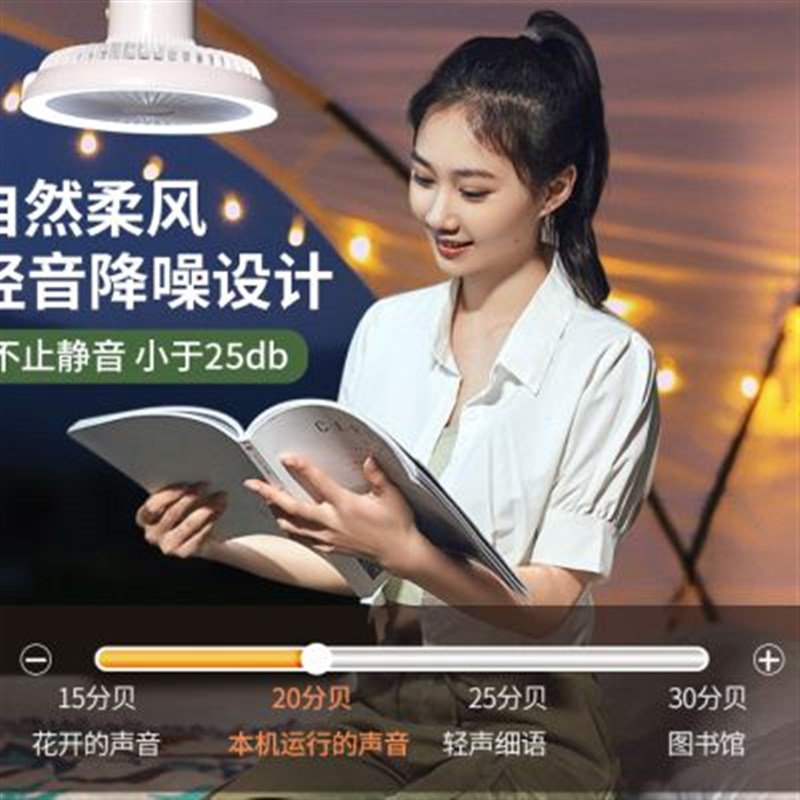 宿舍小风扇学生床上吊扇灯小型上铺下铺蚊帐蓬静音电风扇户外露营图片