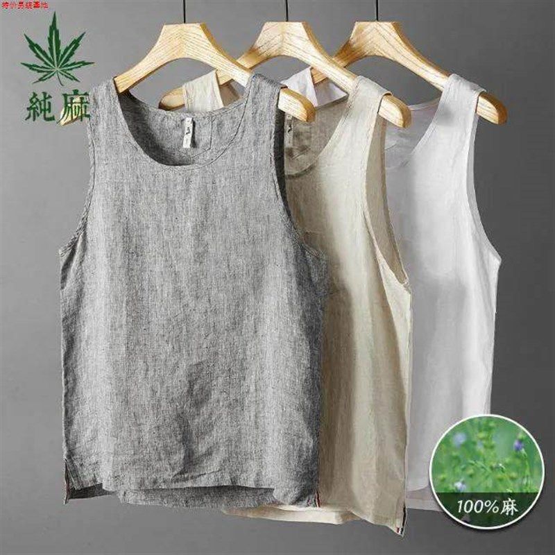 复古中国风棉麻背心男夏季宽松休闲棉麻坎肩男薄透气无袖t恤汗衫