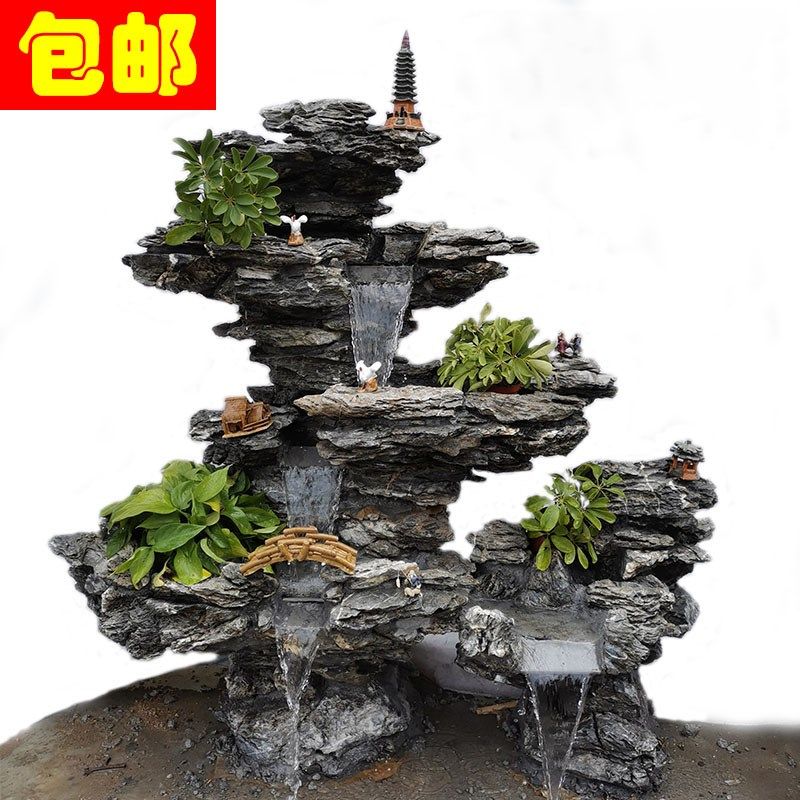 天然英石假山流水瀑布喷泉景观院子庭院阳台真石摆件鱼池鱼缸装饰