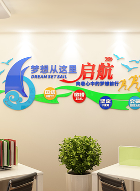 企业文化墙标语办公室励志墙贴布置中考高三班级教室背景墙面装饰