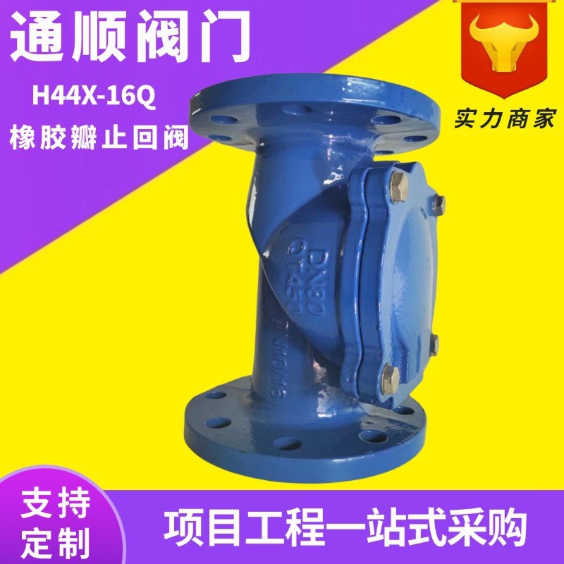 定制大口径橡胶板止回阀p 球磨铸铁单向逆止阀 H44X橡胶瓣止回阀图片