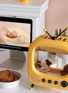 推荐猫咪电视机鱼缸桌面小鱼缸造影小型压克力微景观生态缸斗迷你