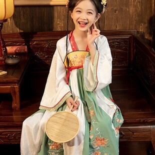 女华裳  汉服女童秋季长袖刺绣超仙襦裙小女孩中国风连衣裙古装