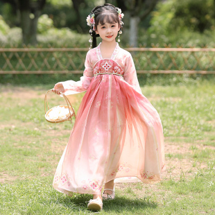 汉服女童秋款2024新款儿童古装超仙古风连衣裙春秋中秋演出服唐装