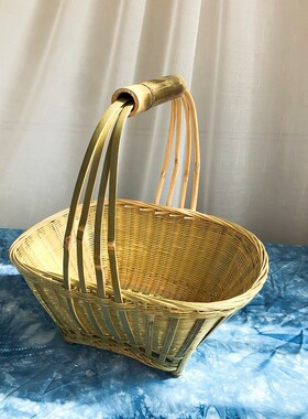 精编菜篮子小号购物篮子纯手工金竹编织竹编竹制品