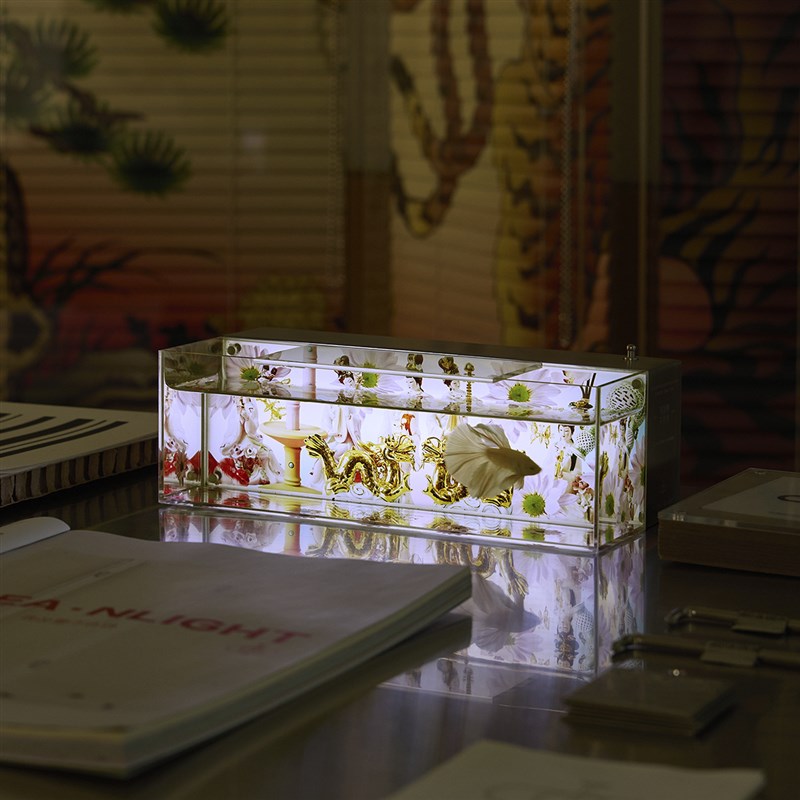 非必要合作&观园吉 东方艺术斗鱼缸夜灯桌面氛围水气缸 摸鱼缸