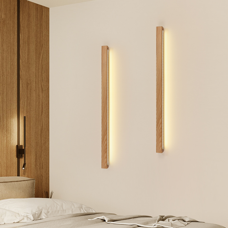 极简实木壁灯免布线免安装充电式LED露营灯卧室床头背景墙长条灯