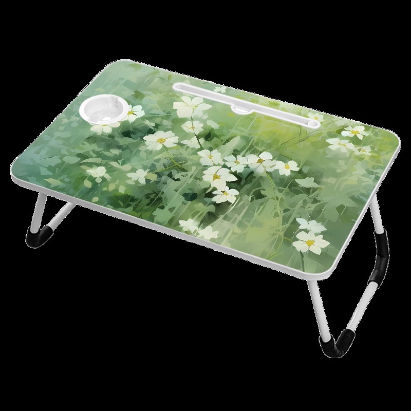 绿色水彩清新床上小桌子可折叠懒人书桌笔记本电脑支架膝上桌学生