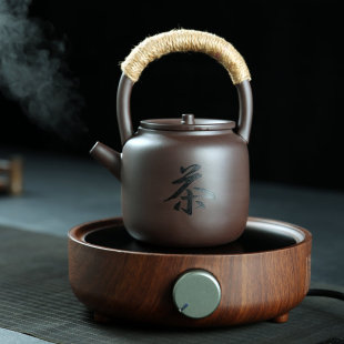 可烧加热宜兴紫砂壶提梁r壶带内胆烧茶煮茶花茶冲泡茶器明火电陶