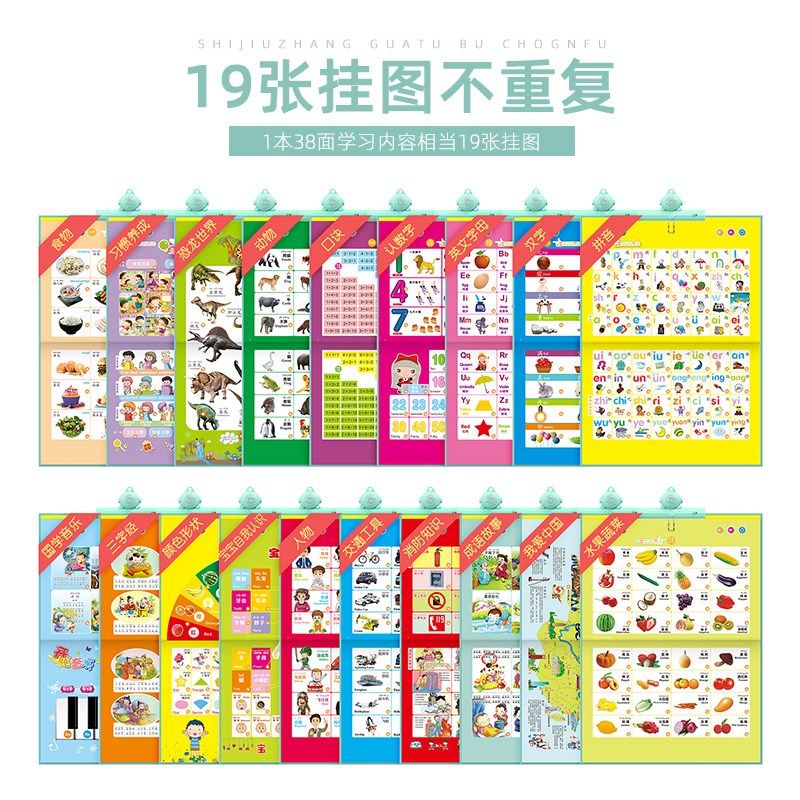 儿童有声画板宝宝早教挂图识字发声语音挂图字母拼音中英装
