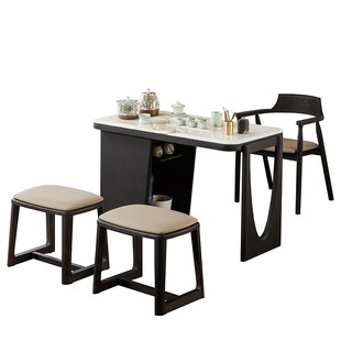 意式 极简茶桌椅中古风实木高端现代家用阳台小泡茶台几