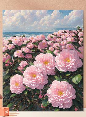 玫瑰物语基础数字油画手绘油彩画丙烯填充减压家居装饰画