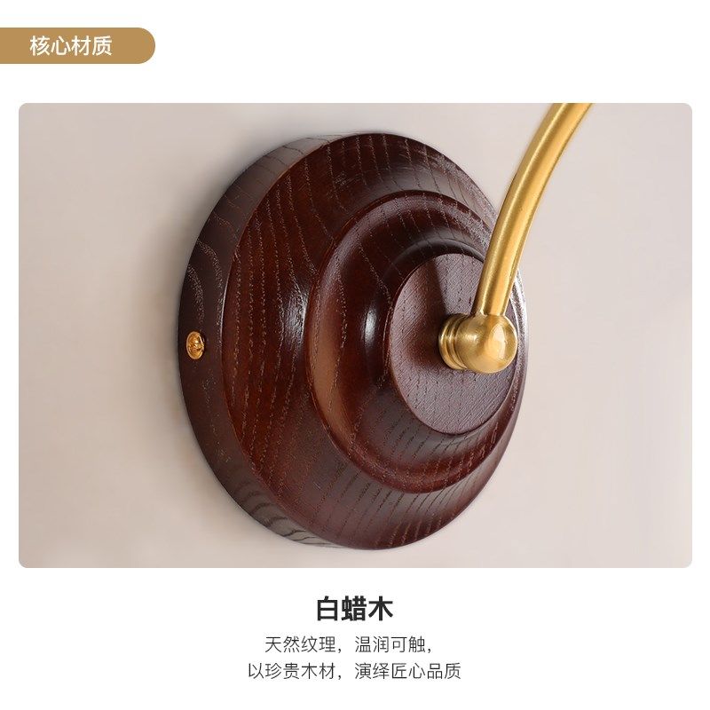 法式中古奶油风客厅背景墙壁灯胡桃木色实木玻璃书房卧室床头灯,家装灯饰光源,壁灯,淘宝优惠券,粉丝福利购,淘宝优惠卷
