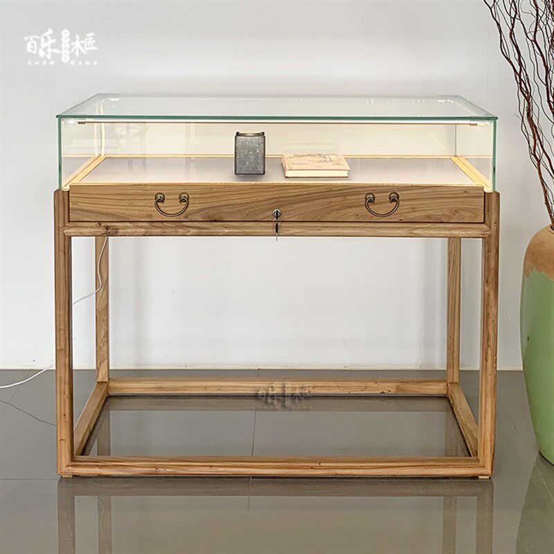老榆木实木珠宝玉器首饰文玩柜台展示柜罩