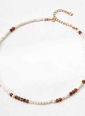 S925银时尚天然珍珠琉璃珠项链