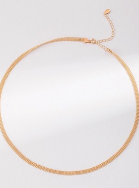 纯银细珠蕾丝链项链