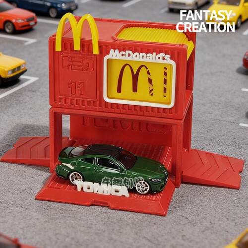 小车收纳盒集装箱展示盒合金小车模型适用1:64麦当劳置物微缩场景