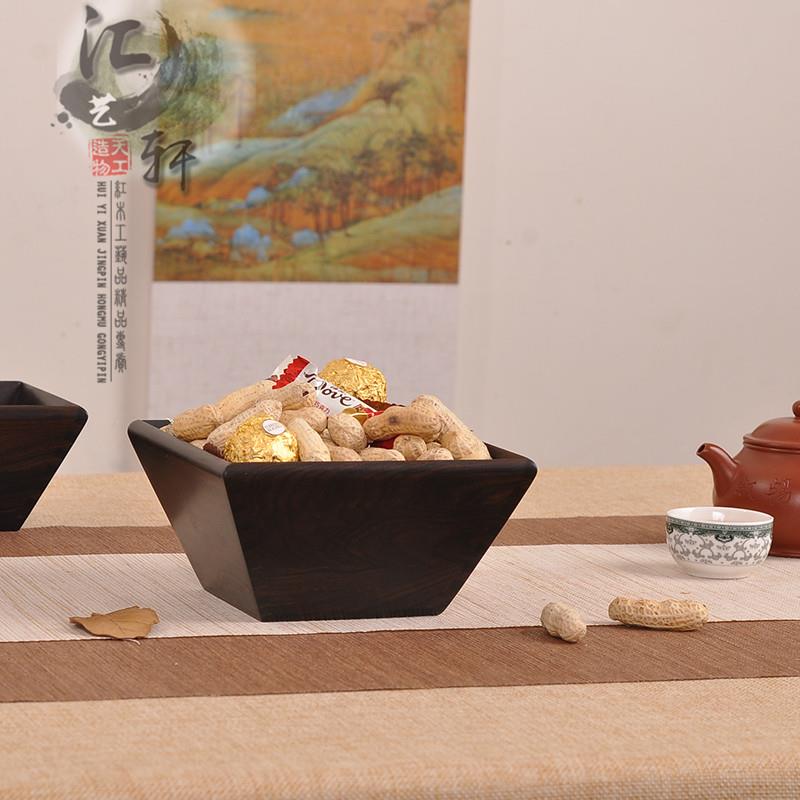 实木紫光檀简约升禄升斗米斗门厅收纳摆件佛供台果盘红木创意礼物