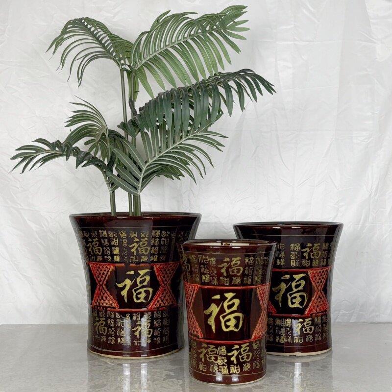 陶瓷花盆大号特大号特价家用简约带托盘高盆虎皮兰散尾葵发财树盆