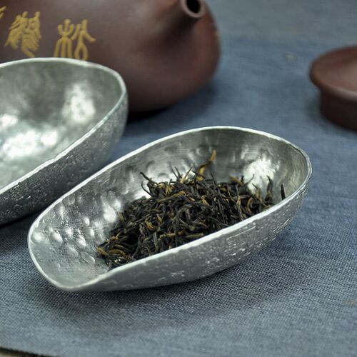 锡匠人朱斌制 复古禅意纯锡茶则手工不规则做旧锤纹茶匙茶道配件