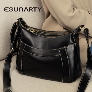 真皮女包2025新款时尚女士小方包中年妈妈款大S容量软皮单肩斜挎