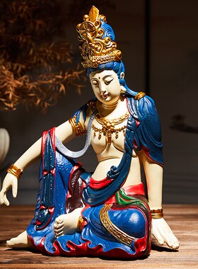 禅意自在观音菩萨佛像摆件高x档中式客厅玄关店铺造景布置装饰雕