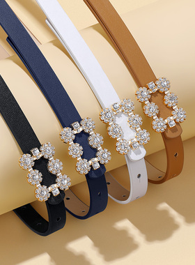 轻奢小众皮带女头层牛皮黑色简约百搭腰带细真皮牛仔裤带装饰配裙