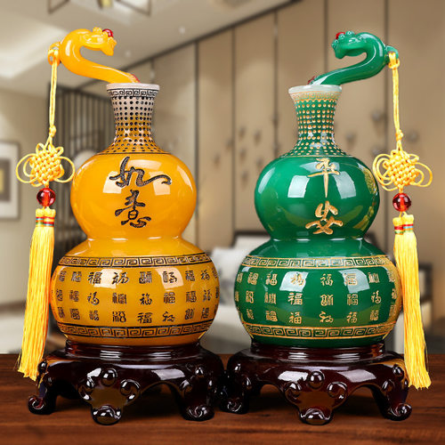 新中式福字葫芦树脂装饰品玄关客厅电视酒柜博古架花瓶艺术品摆件