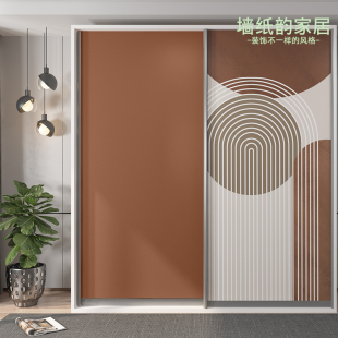 房间大衣柜门改造贴纸家具翻新卧室玻璃门装 饰推拉门移门换色壁纸
