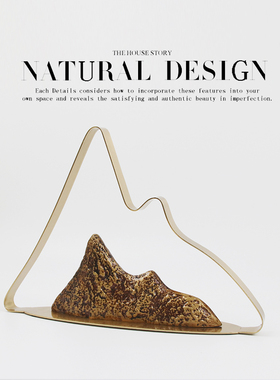 新中式后现代样板间软装饰品别墅书房客厅L玄关电视柜禅意假山摆